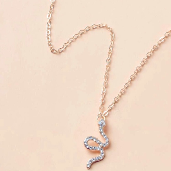 Last! Gold cz minimalist Snake necklace choker - Picture 3 of 5